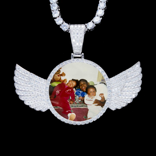 925S & VVS Moissanite 3D Wing Custom Picture Pendant