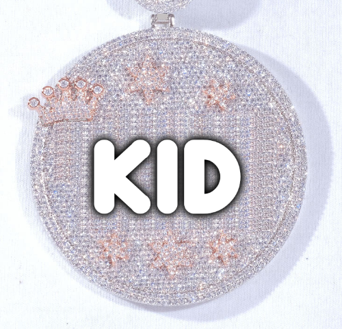 CUSTOM LETTER NECKLACE 3D BIG CROWN DISC