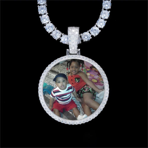 925S & VVS Moissanite 3D Circle Custom Picture Pendant