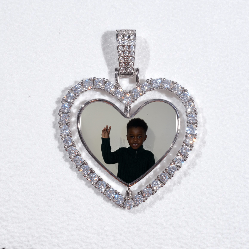 3D Spinning 2-Faced Heart Custom Picture Pendant