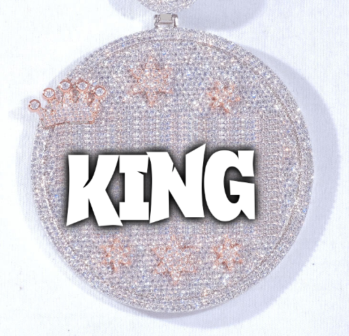 CUSTOM LETTER NECKLACE 3D BIG CROWN DISC