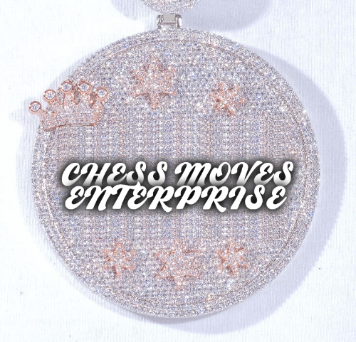 CUSTOM LETTER NECKLACE 3D BIG CROWN DISC