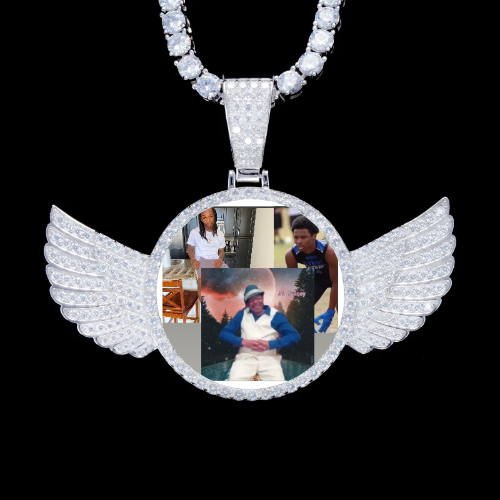 925S & VVS Moissanite 3D Wing Custom Picture Pendant