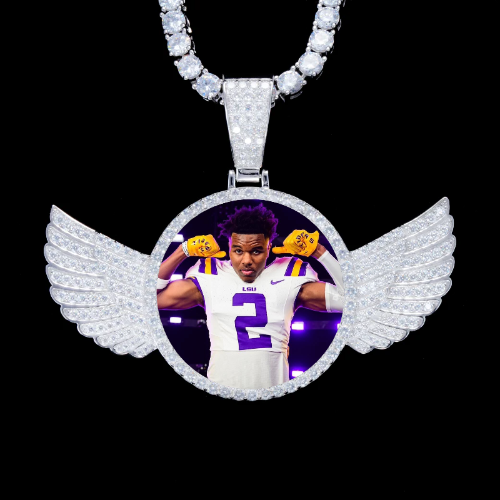 925S & VVS Moissanite 3D Wing Custom Picture Pendant