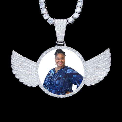 925S & VVS Moissanite 3D Wing Custom Picture Pendant