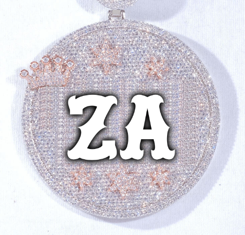 CUSTOM LETTER NECKLACE 3D BIG CROWN DISC