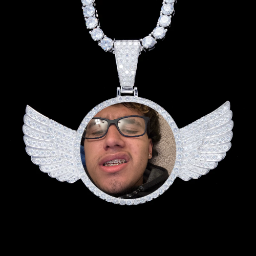925S & VVS Moissanite 3D Wing Custom Picture Pendant
