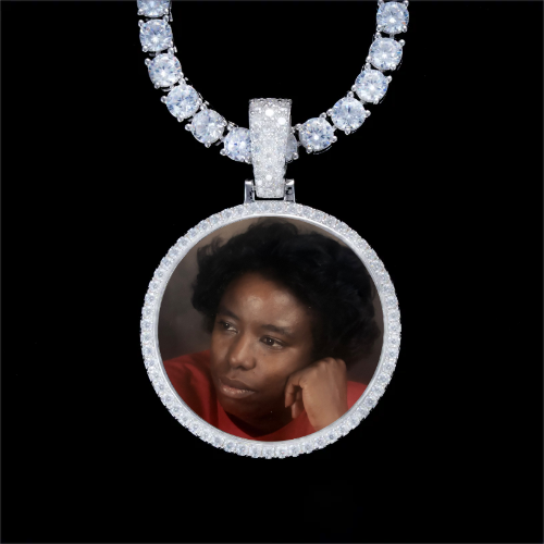 925S & VVS Moissanite 3D Circle Custom Picture Pendant