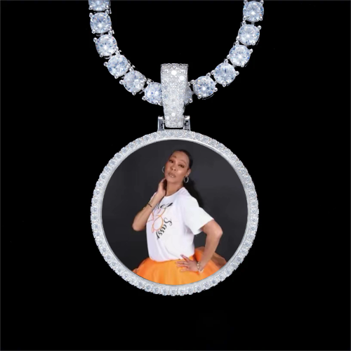 925S & VVS Moissanite 3D Circle Custom Picture Pendant