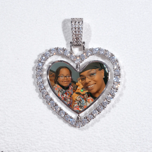3D Spinning 2-Faced Heart Custom Picture Pendant