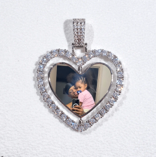 3D Spinning 2-Faced Heart Custom Picture Pendant