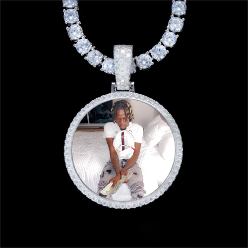 925S & VVS Moissanite 3D Circle Custom Picture Pendant