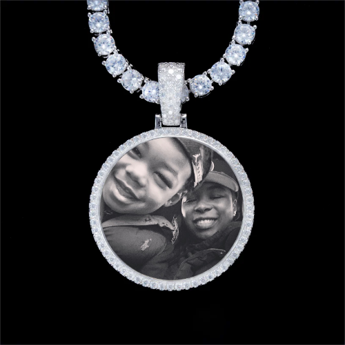 925S & VVS Moissanite 3D Circle Custom Picture Pendant