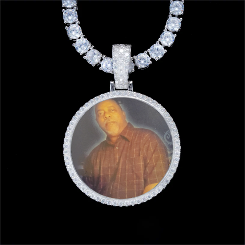 925S & VVS Moissanite 3D Circle Custom Picture Pendant
