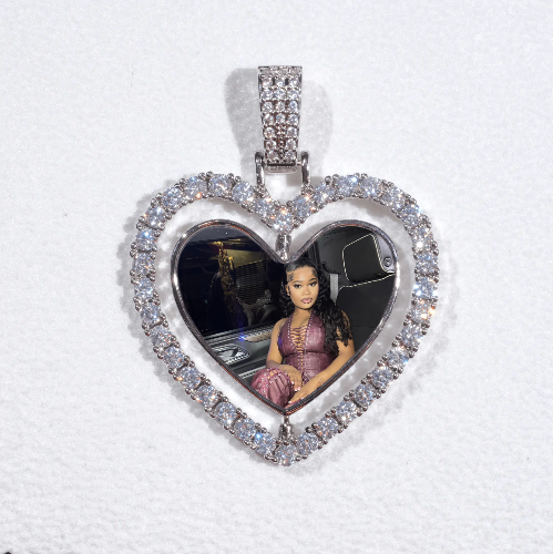 3D Spinning 2-Faced Heart Custom Picture Pendant