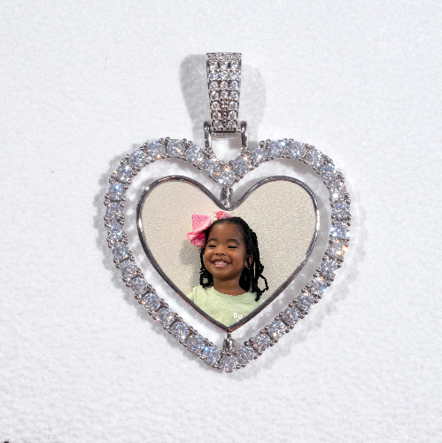 3D Spinning 2-Faced Heart Custom Picture Pendant