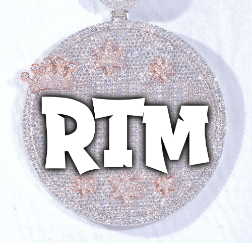 CUSTOM LETTER NECKLACE 3D BIG CROWN DISC