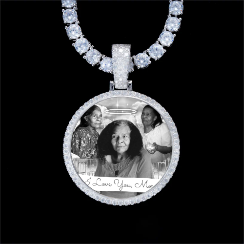 925S & VVS Moissanite 3D Circle Custom Picture Pendant