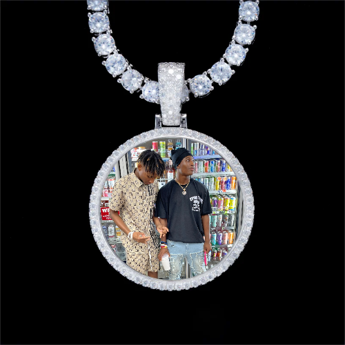 925S & VVS Moissanite 3D Circle Custom Picture Pendant