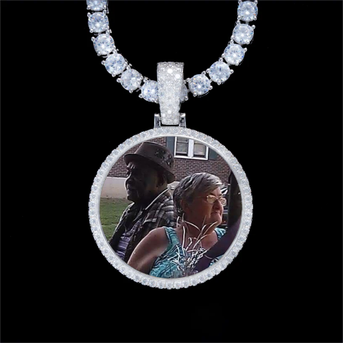 925S & VVS Moissanite 3D Circle Custom Picture Pendant