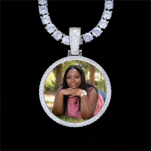 925S & VVS Moissanite 3D Circle Custom Picture Pendant