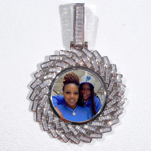 Large 3D Baguette Custom Picture Pendant