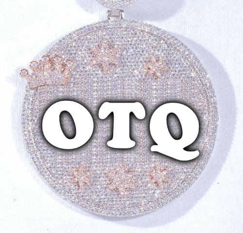 CUSTOM LETTER NECKLACE 3D BIG CROWN DISC