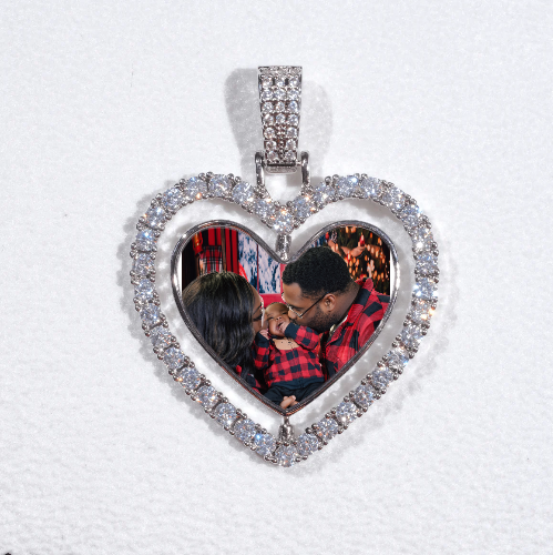 3D Spinning 2-Faced Heart Custom Picture Pendant