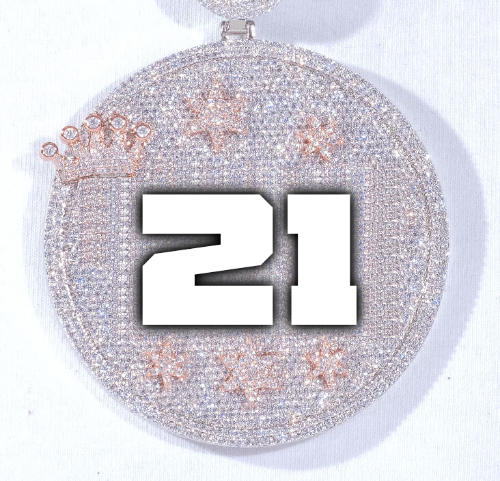 CUSTOM LETTER NECKLACE 3D BIG CROWN DISC