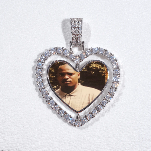 3D Spinning 2-Faced Heart Custom Picture Pendant