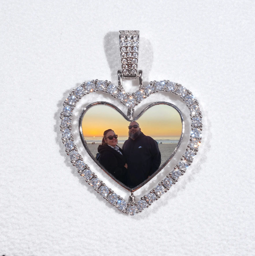 3D Spinning 2-Faced Heart Custom Picture Pendant