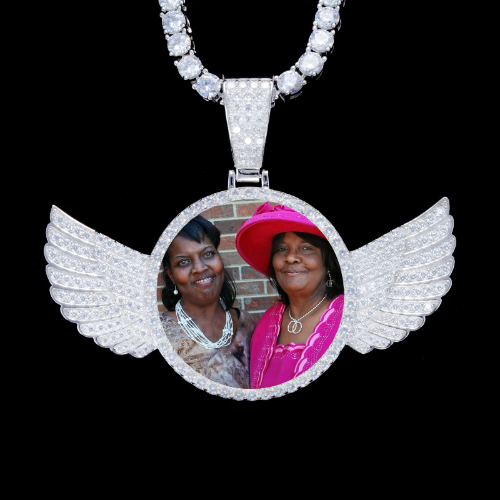 925S & VVS Moissanite 3D Wing Custom Picture Pendant