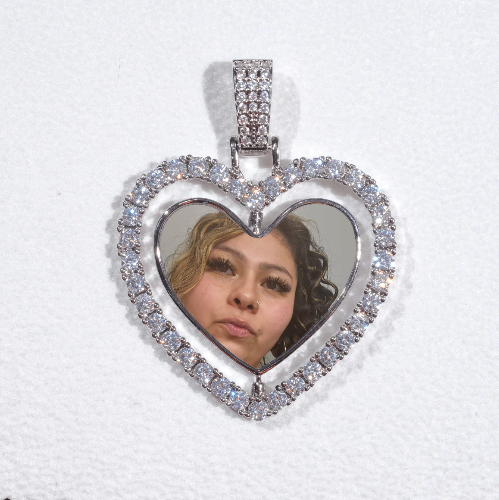 3D Spinning 2-Faced Heart Custom Picture Pendant