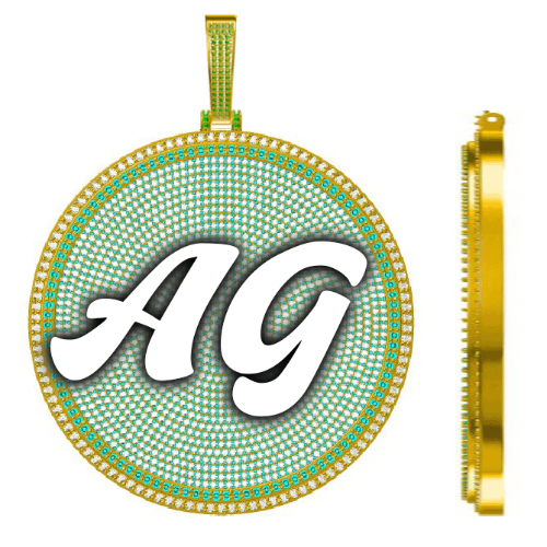 CUSTOM LETTER NECKLACE 3D BIG DISC