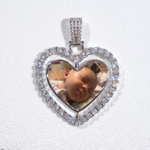 3D Spinning 2-Faced Heart Custom Picture Pendant