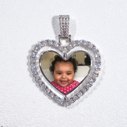 3D Spinning 2-Faced Heart Custom Picture Pendant