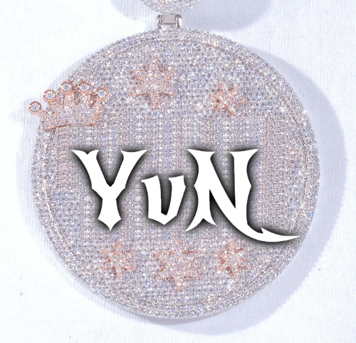 CUSTOM LETTER NECKLACE 3D BIG CROWN DISC