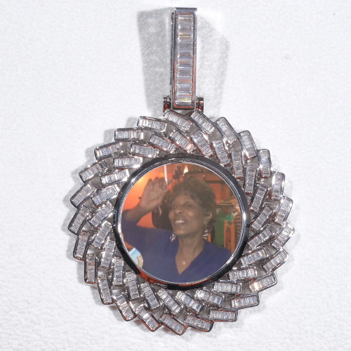 Large 3D Baguette Custom Picture Pendant