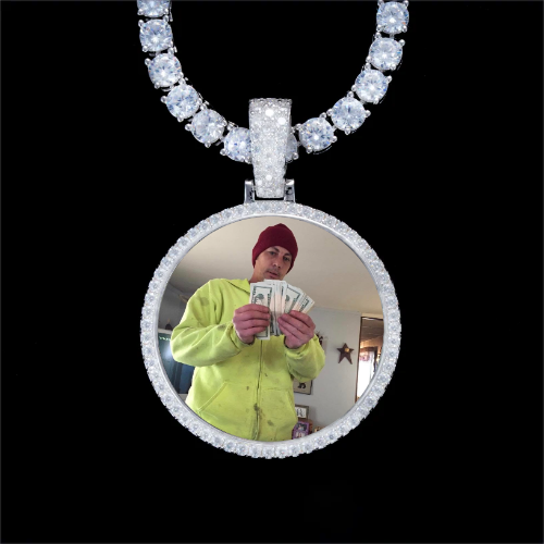 925S & VVS Moissanite 3D Circle Custom Picture Pendant