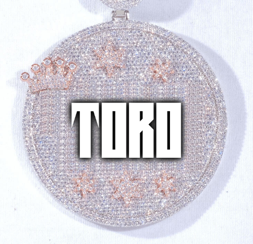 CUSTOM LETTER NECKLACE 3D BIG CROWN DISC