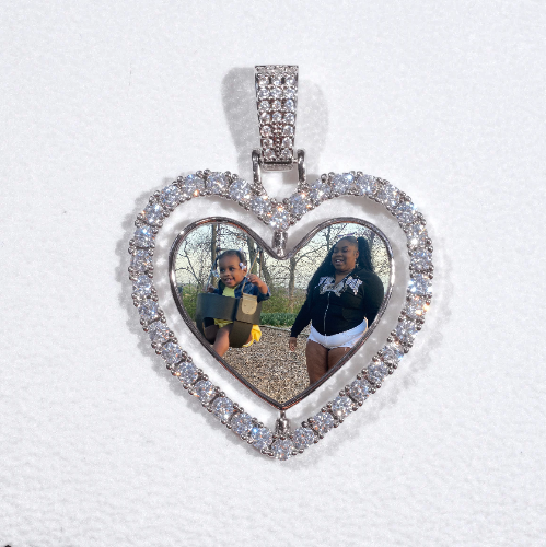 3D Spinning 2-Faced Heart Custom Picture Pendant