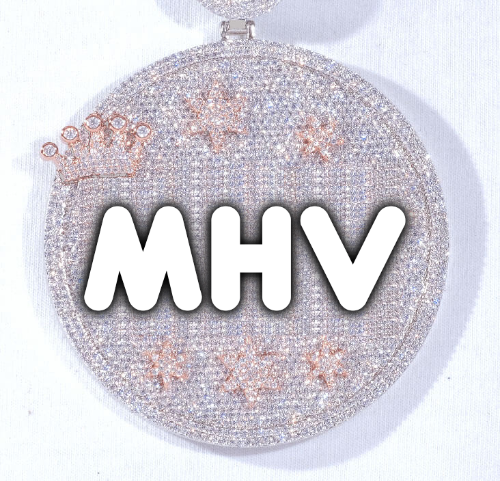 CUSTOM LETTER NECKLACE 3D BIG CROWN DISC