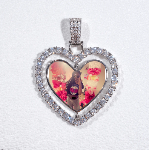 3D Spinning 2-Faced Heart Custom Picture Pendant