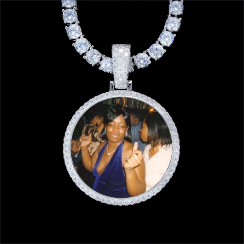 925S & VVS Moissanite 3D Circle Custom Picture Pendant