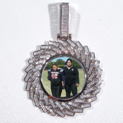 Large 3D Baguette Custom Picture Pendant