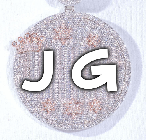 CUSTOM LETTER NECKLACE 3D BIG CROWN DISC