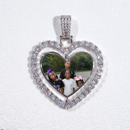 3D Spinning 2-Faced Heart Custom Picture Pendant