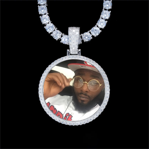 925S & VVS Moissanite 3D Circle Custom Picture Pendant