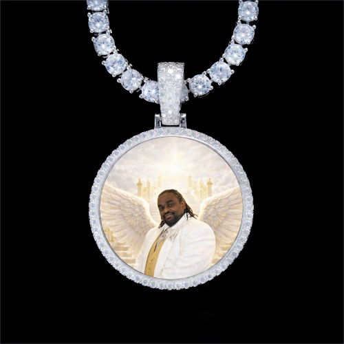 925S & VVS Moissanite 3D Circle Custom Picture Pendant
