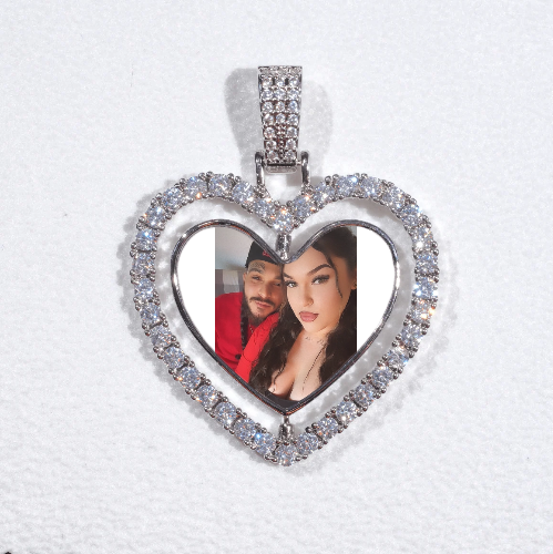 3D Spinning 2-Faced Heart Custom Picture Pendant